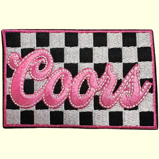 Coors Pink with Black & White Checkered Backing