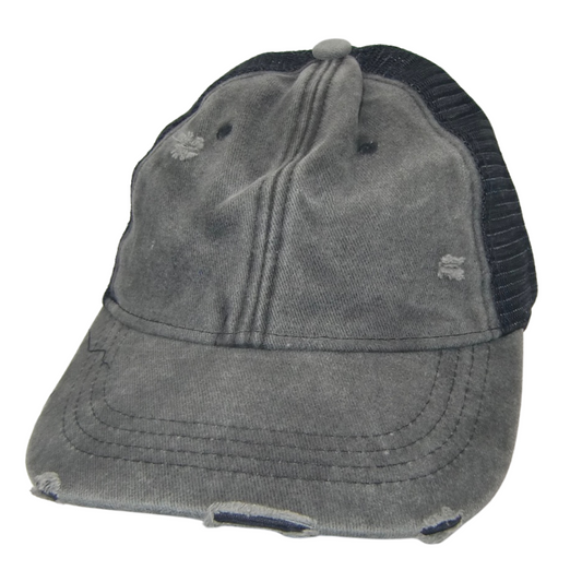 Black Distressed Hat