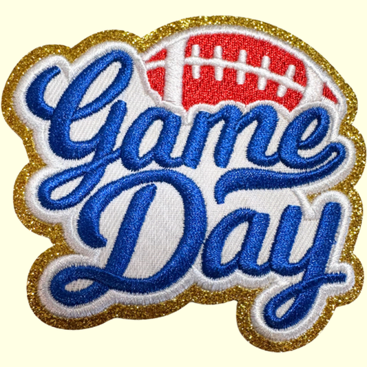 Game Day Royal Blue with Football Trimmed in Gold Chenille