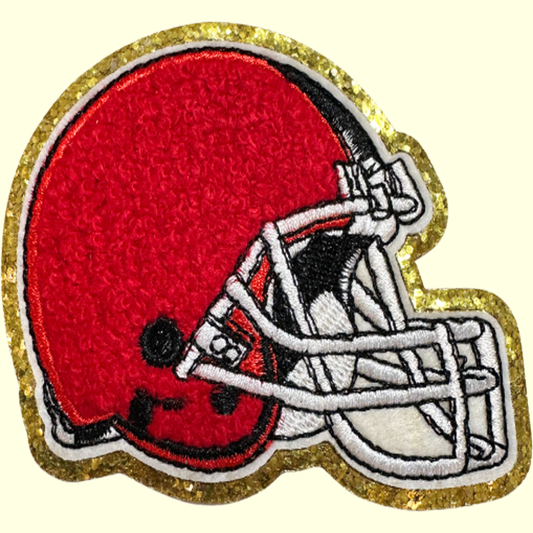 Red Helmet Trimmed in Gold Chenille