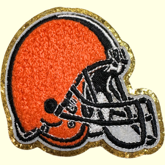 Orange Helmet Trimmed in Gold Chenille