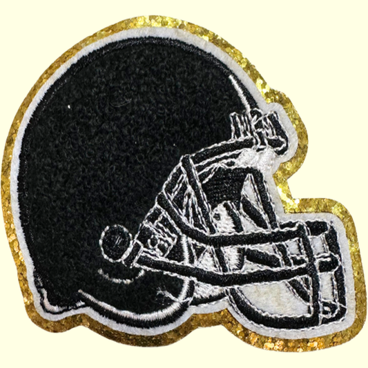 Black Helmet Trimmed in Gold Chenille