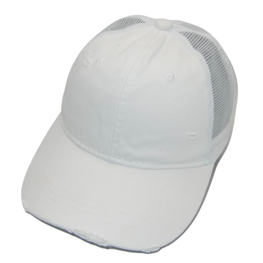 White Distressed Hat