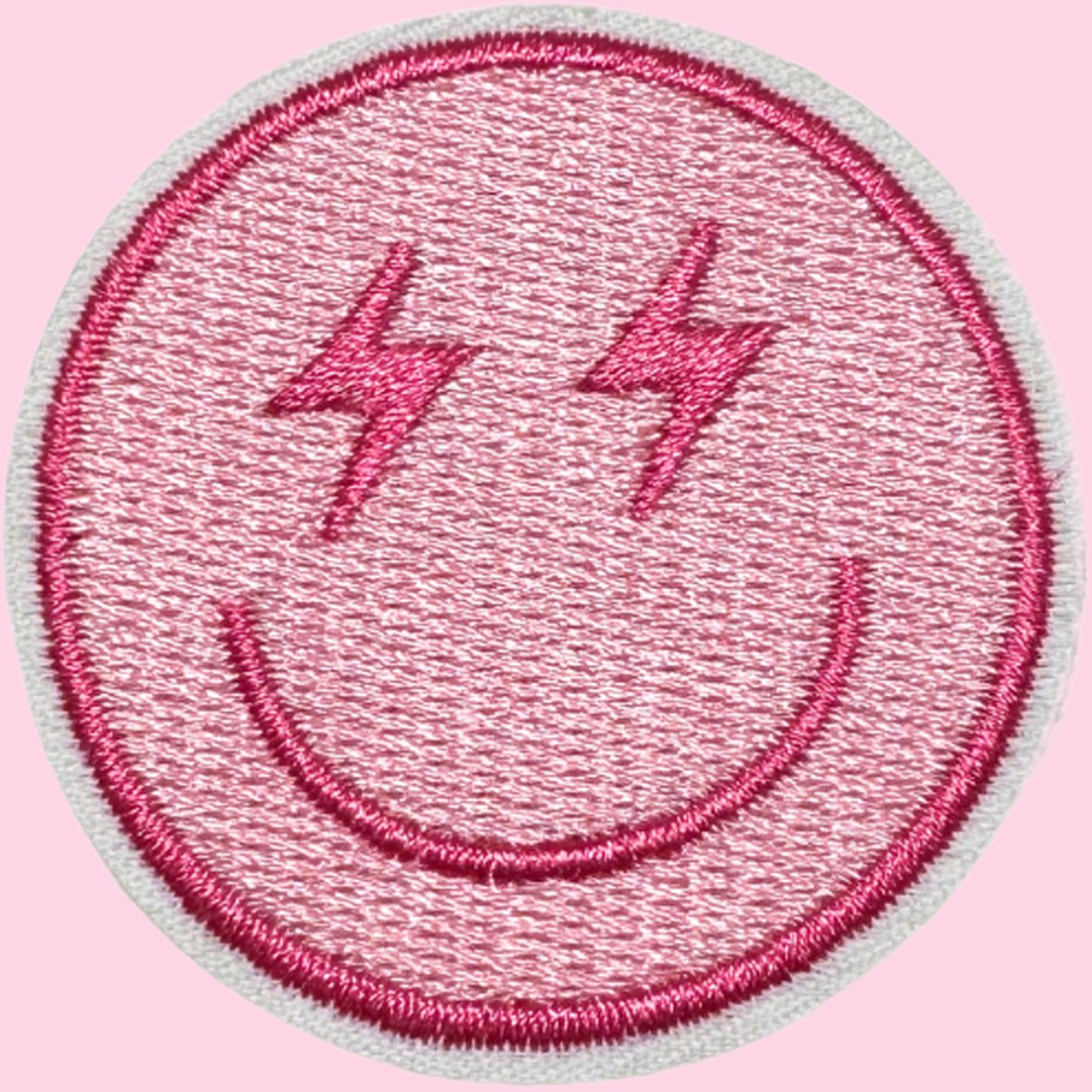 Pink Lightning Bolt Smiley Face