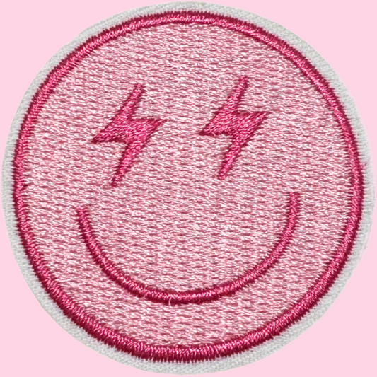 Pink Lightning Bolt Smiley Face