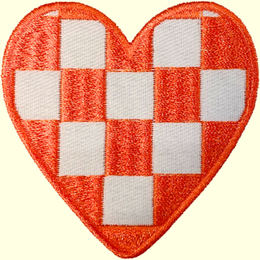 Orange & White Checkered Heart