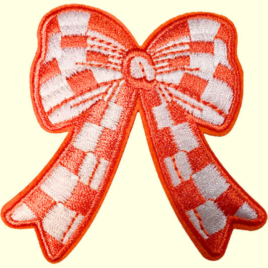 Orange & White Checkered Bow