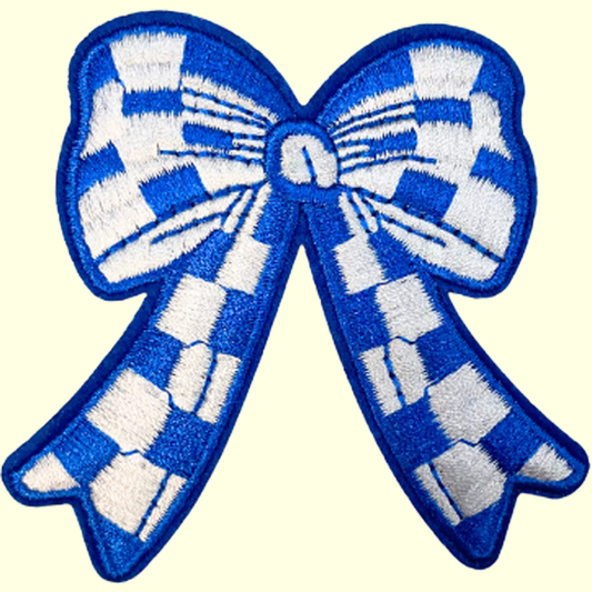 Blue & White Checkered Bow