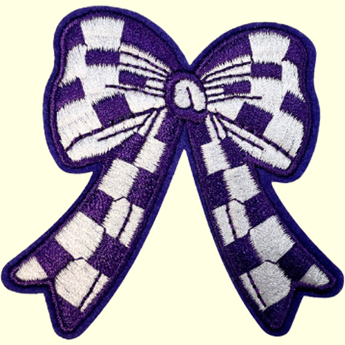 Purple & White Checkered Bow