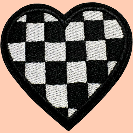 Checkered Heart Black And White