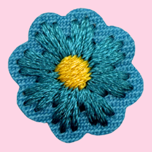 Embroidered Flower Turquoise