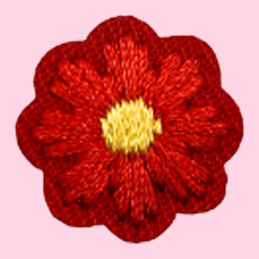 Embroidered Flower Red