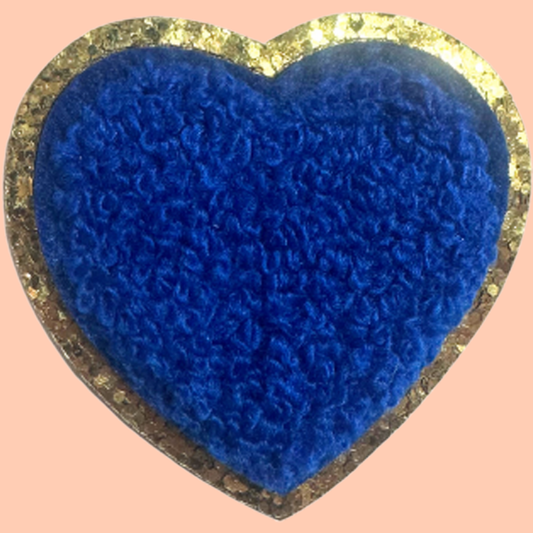 Royal Blue Heart with Gold Chenille