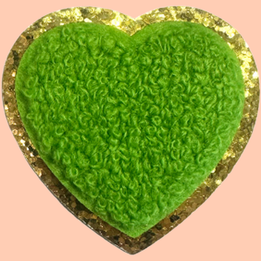 Green Heart with Gold Chenille