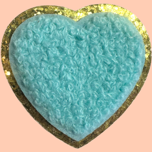 Light Blue Heart with Gold Chenille