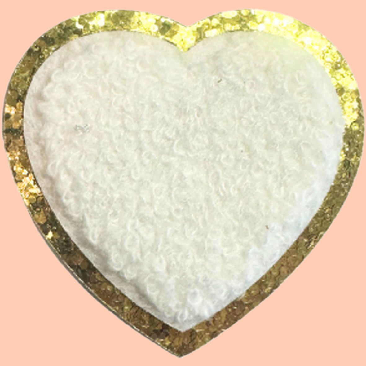 White Heart with Gold Chenille
