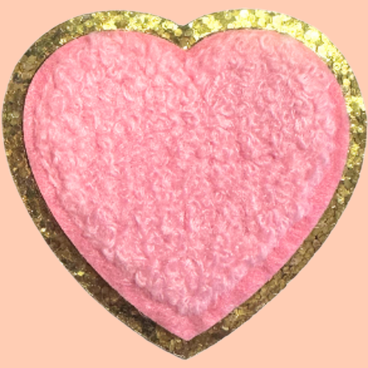 Light Pink Heart with Gold Chenille
