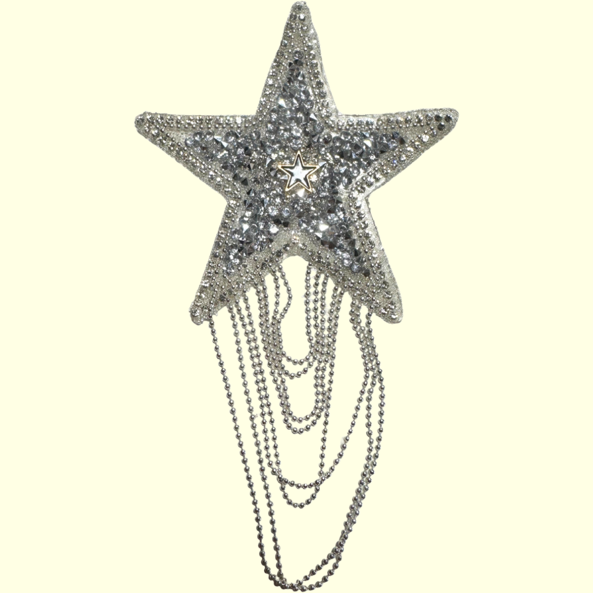 Silver Rhinestone Star Looped Tassel