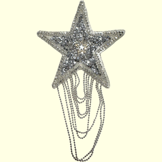 Silver Rhinestone Star Looped Tassel