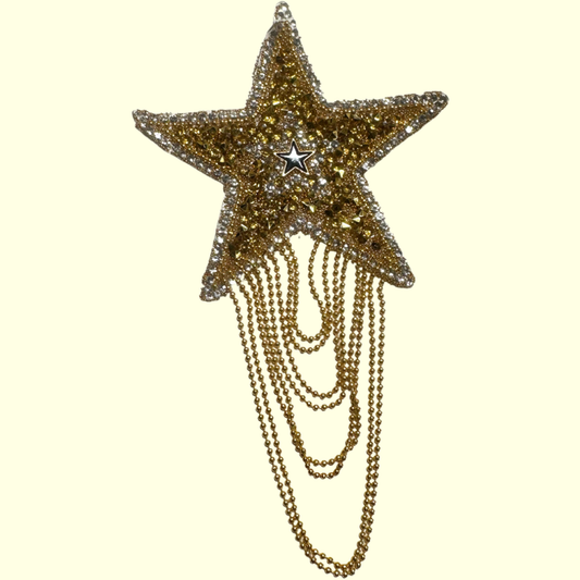 Gold Rhinestone Star Looped Tassel