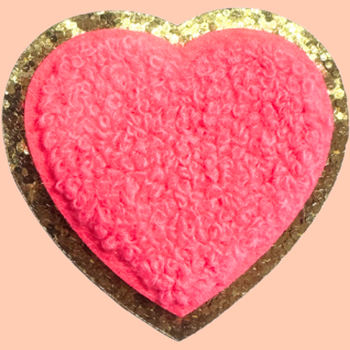 Bubble Gum Pink Heart with Gold Chenille