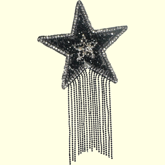 Black Rhinestone Star & Black Tassel