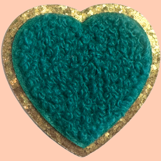Teal Heart with Gold Chenille