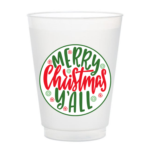 Merry Christmas Y'all Circle 16oz Acrylic Cups