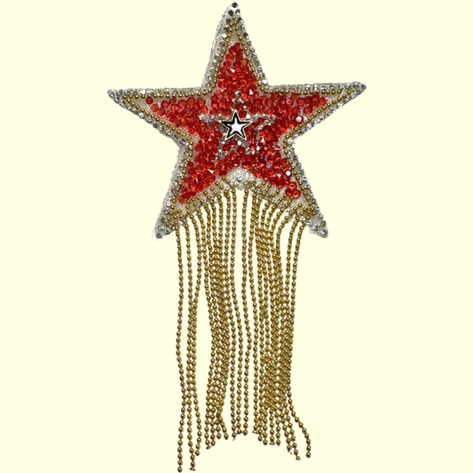 Red Rhinestone Star & Gold Tassel