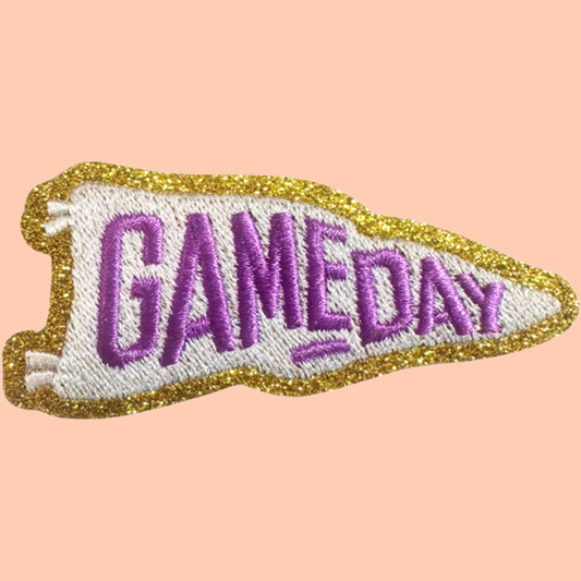 Light Purple Gameday Flag w Gold Chenille