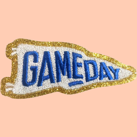 Blue Gameday Flag w Gold Chenille