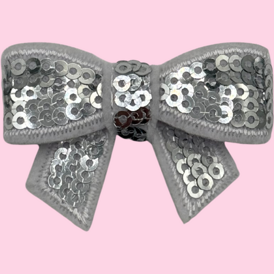 Mini Silver Sequin Bow