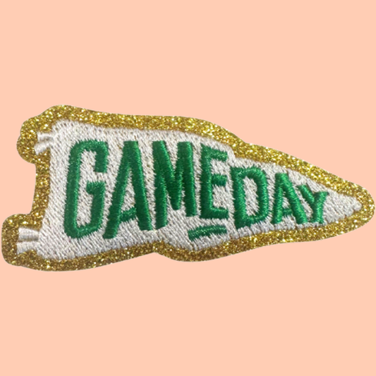 Green Gameday Flag w Gold Chenille