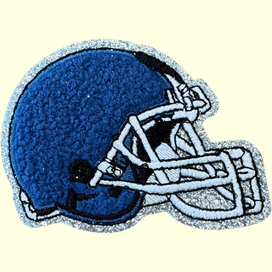Navy Football Helmet Trimmed in Silver Chenille