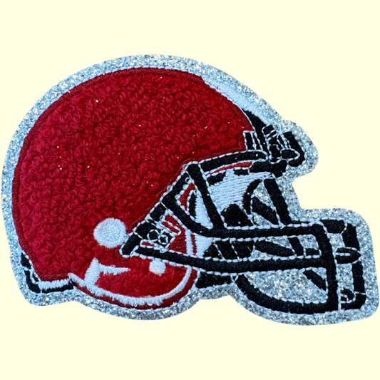 Maroon Football Helmet Trimmed in Silver Chenille