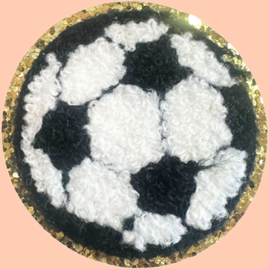 Soccer Ball Trimmed in Gold Chenille