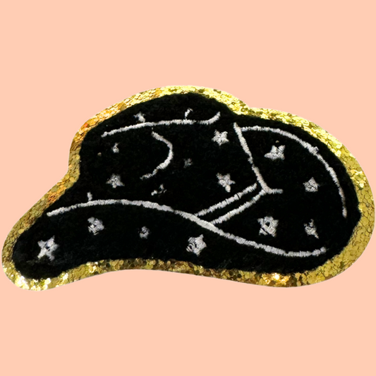 Black Cowboy Hat Trimmed in Chenille