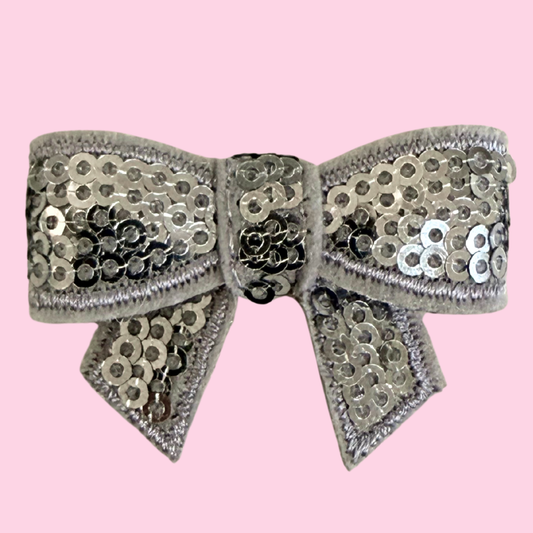Mini Gray Sequin Bow