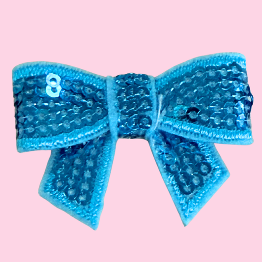 Mini Turquoise Sequin Bow