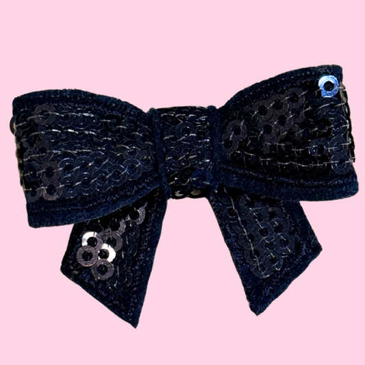Mini Navy Sequin Bow