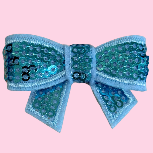 Mini Light Blue Sequin Bow