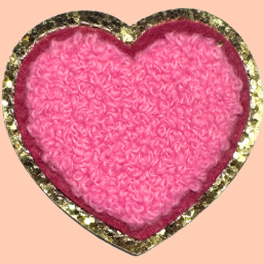 Small Hot Pink Heart with Gold Trim