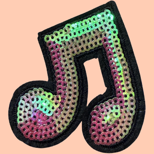 Sequin Pink Music Note