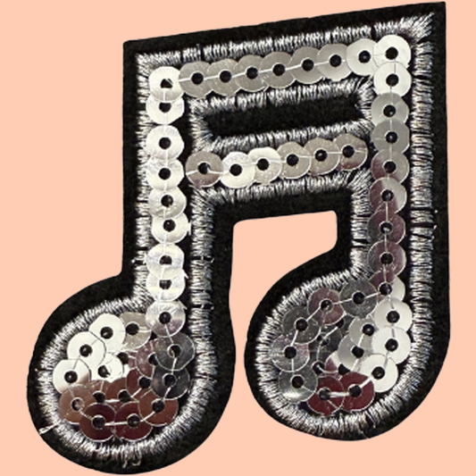 Sequin Silver Music Note