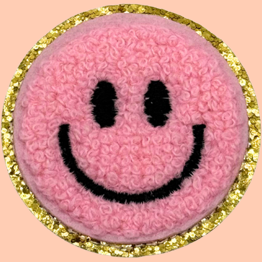 Light Pink Smiley with Black Eyes & Smile Trimmed in Gold