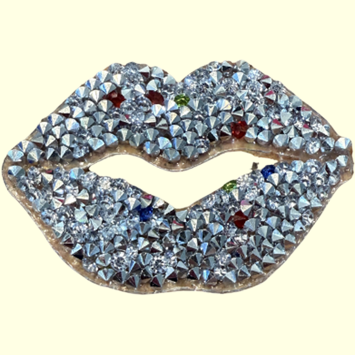 Rhinestone Silver Mixed Color Lips