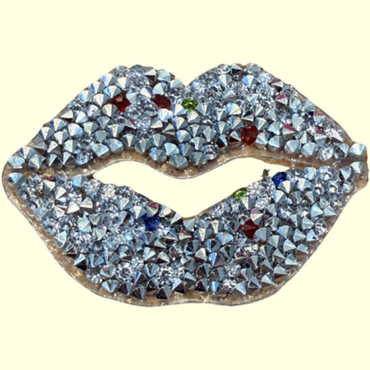 Rhinestone Silver Mixed Color Lips