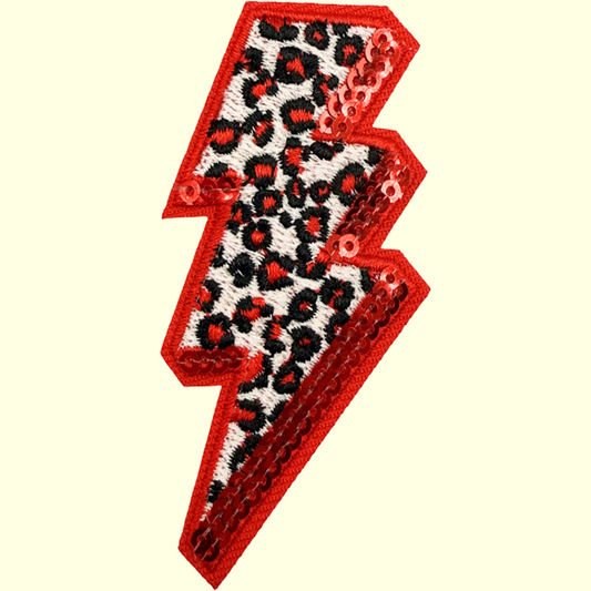 Red Leopard Print & Sequin Lightning