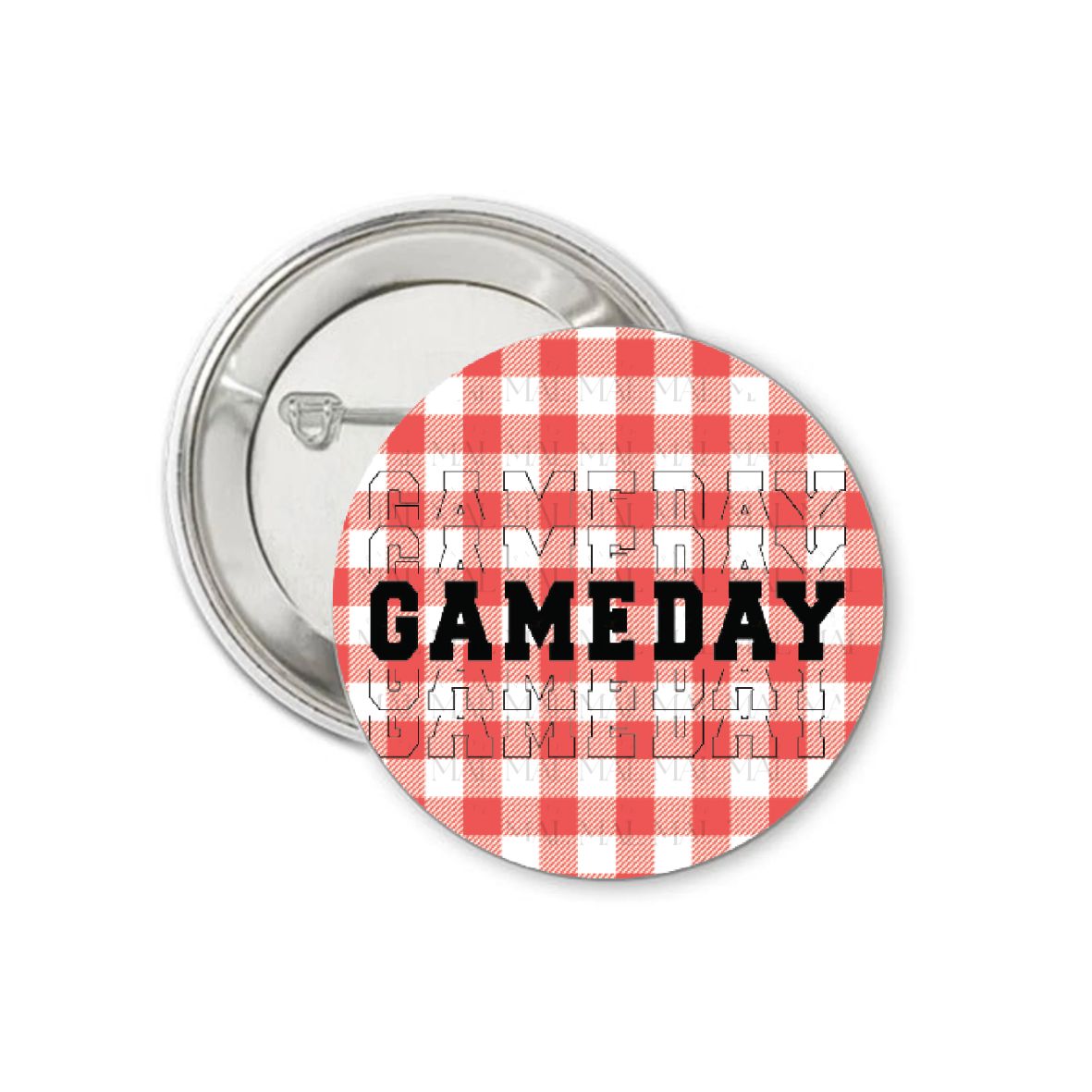 Gingham Gameday 3" Button