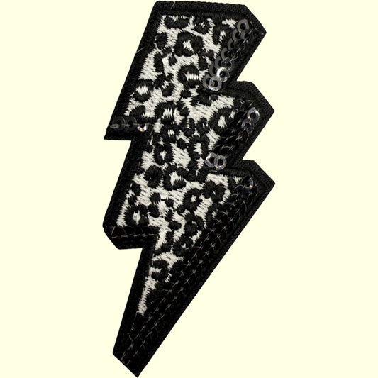 Black Leopard Print & Sequin Lightning
